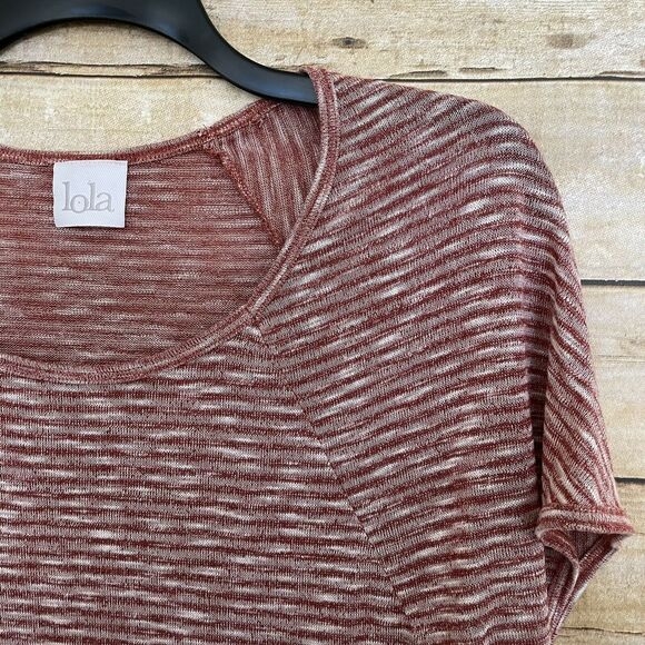 Lola Women's Red Oversized Space Dye Casual Knit Top - Size Small - Scoop Neck - Picture 2 of 5